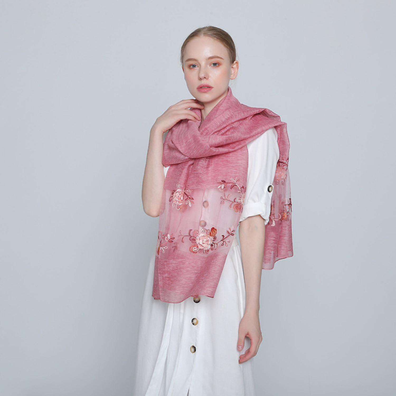 Foto 5 pulgar | Bufanda Huoguo De Algodón Mercerizado Con Estampado Floral Para Mujer - Venta Internacional.
