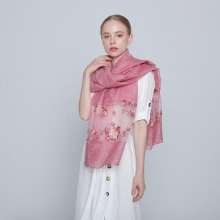 Foto 4 | Bufanda Huoguo De Algodón Mercerizado Con Estampado Floral Para Mujer - Venta Internacional.