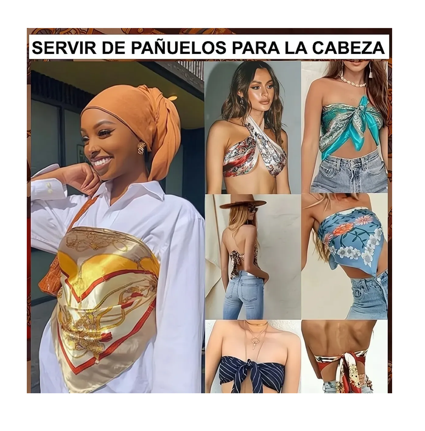 Foto 5 | Mascadas De  Seda Para La Cabeza Para Dama Colores Surtidos
