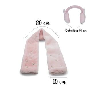 Foto 3 | Set Invernal de Bufanda más Orejeras Conejita Rosa Infantil Peluche Térmico