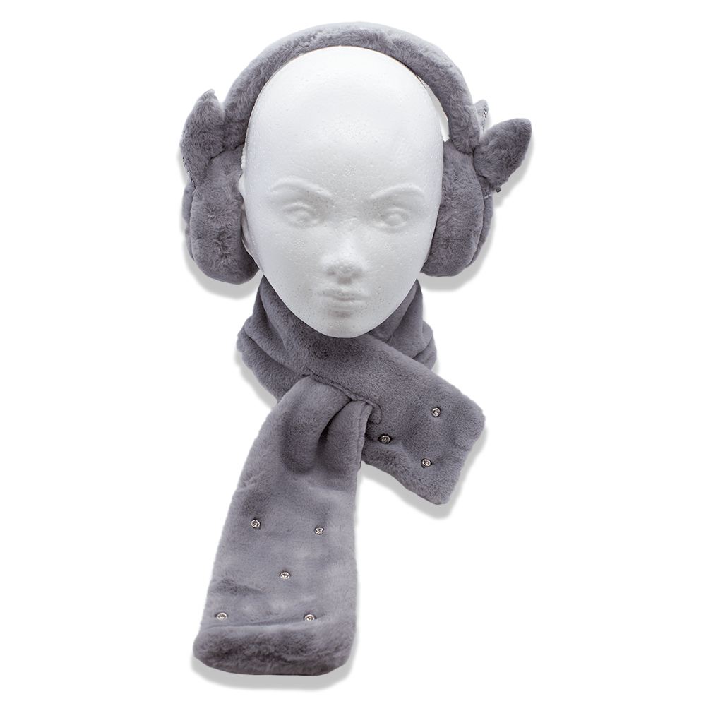 Foto 1 | Set Invernal de Bufanda más Orejeras Conejita Gris Infantil Peluche Térmico