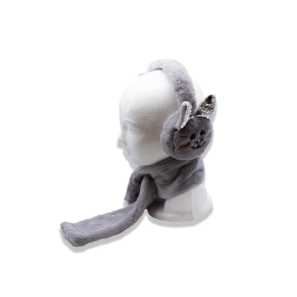 Foto 2 | Set Invernal de Bufanda más Orejeras Conejita Gris Infantil Peluche Térmico