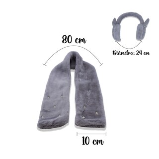 Foto 3 | Set Invernal de Bufanda más Orejeras Conejita Gris Infantil Peluche Térmico