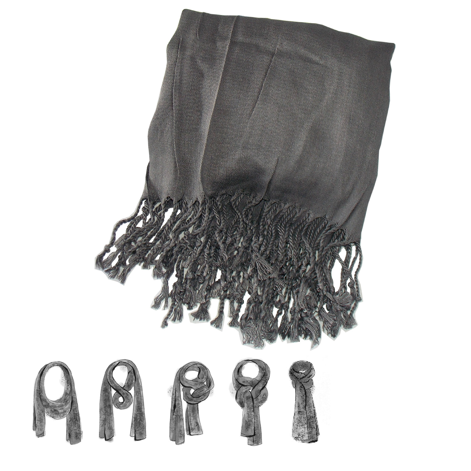 Foto 3 pulgar | Pashmina Larga Fina Chal Agradable Y Ligero color Gris