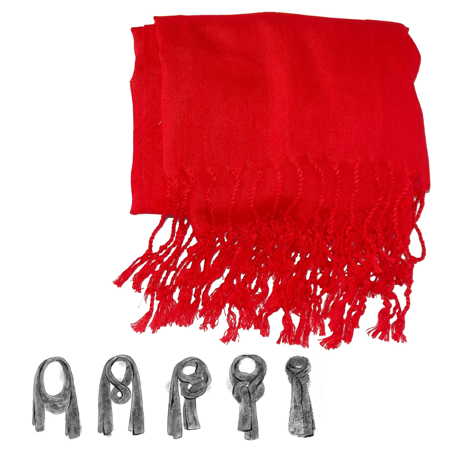 Foto 3 pulgar | Pashmina Larga Fina Chal Agradable Y Ligero color Rojo