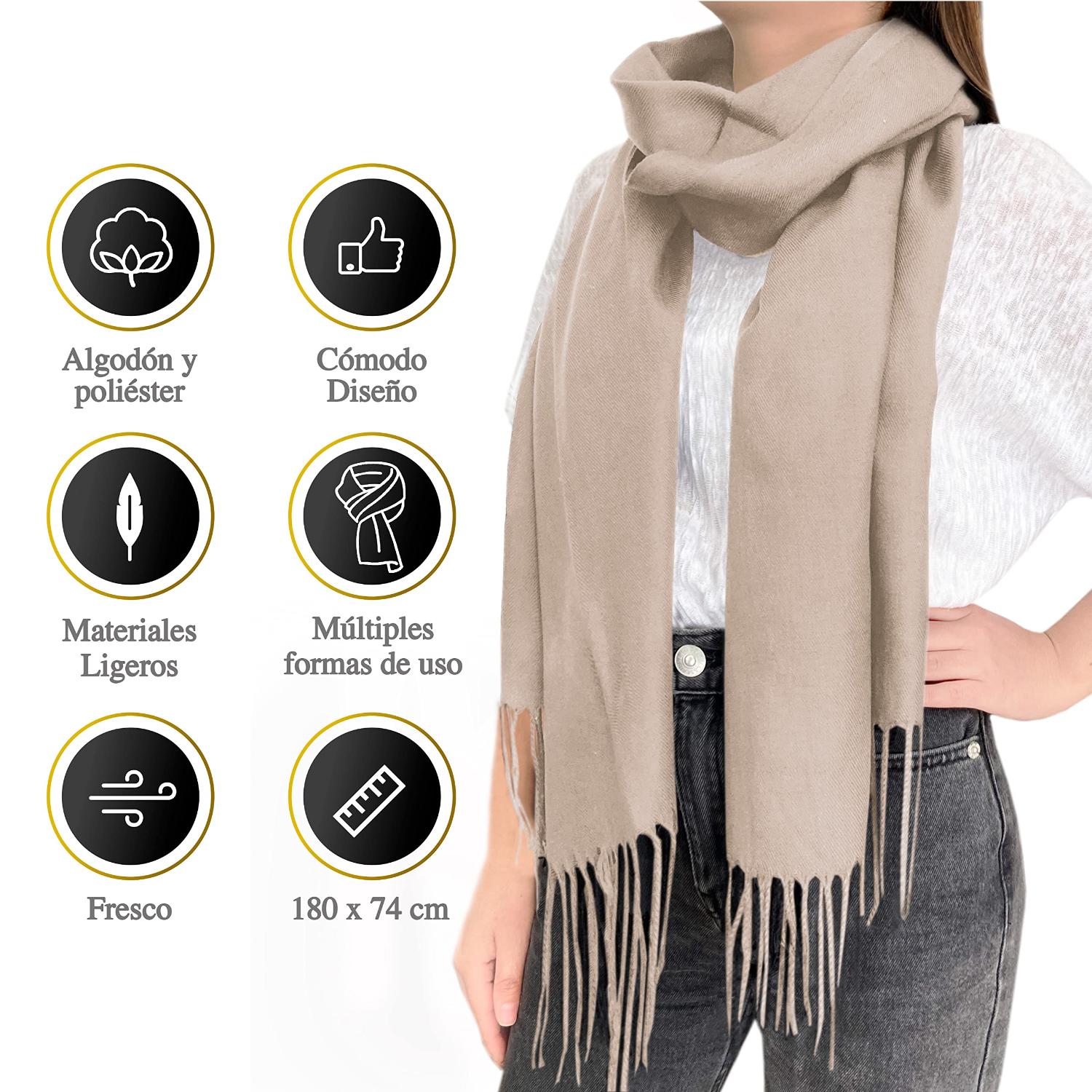 Foto 3 pulgar | Pashmina De Mujer Con Acabado Suave Y Ligero Vedicci