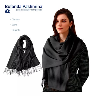 Foto 2 | Bufanda Cuellera Pashmina Palestina De Invierno Para Mujer Color Negro