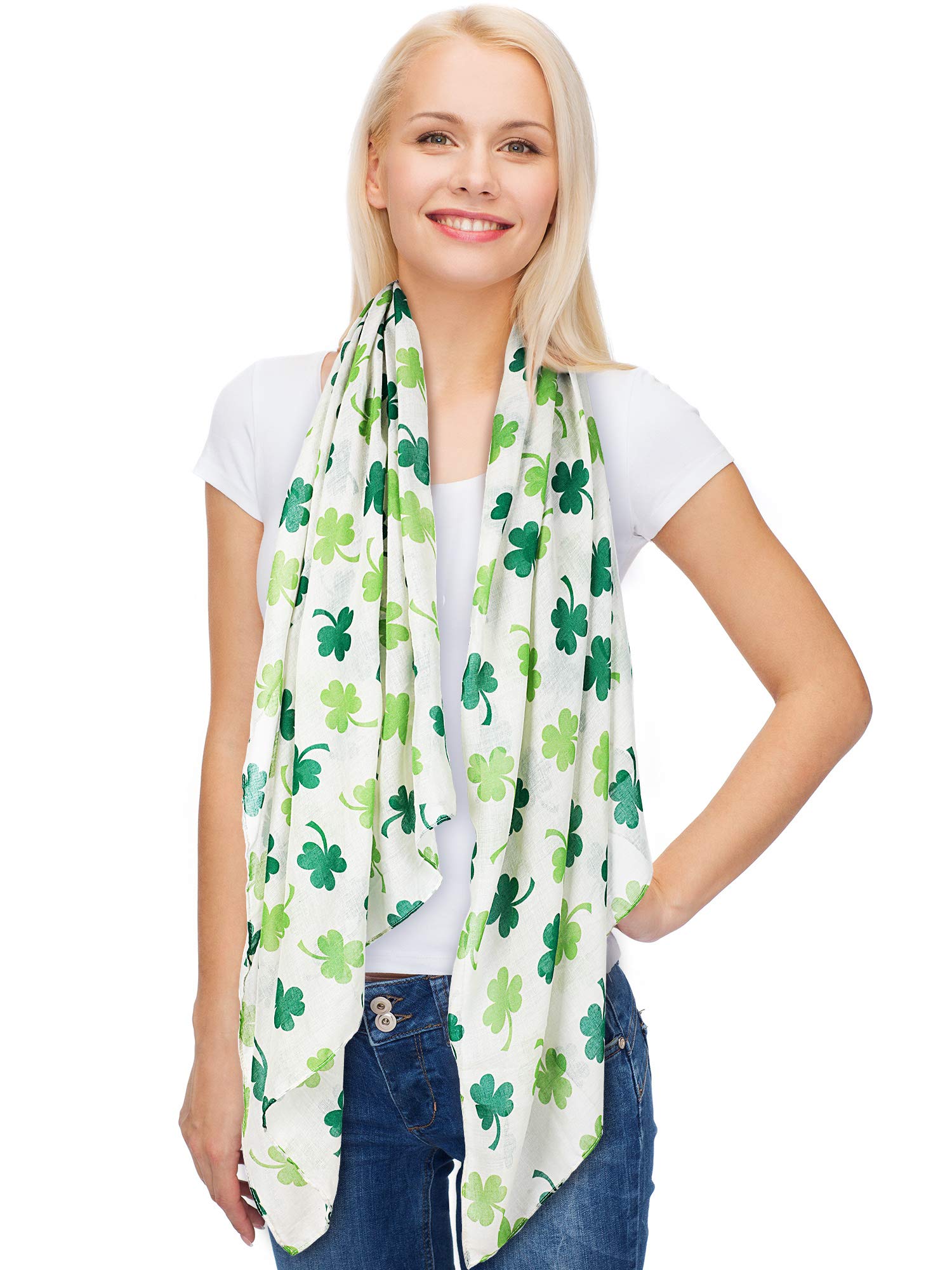 Foto 2 pulgar | Bufanda Skylety De Algodón Con Estampado De Trébol Para El Día De San Patricio, 180 X 90 Cm - Venta Internacional.