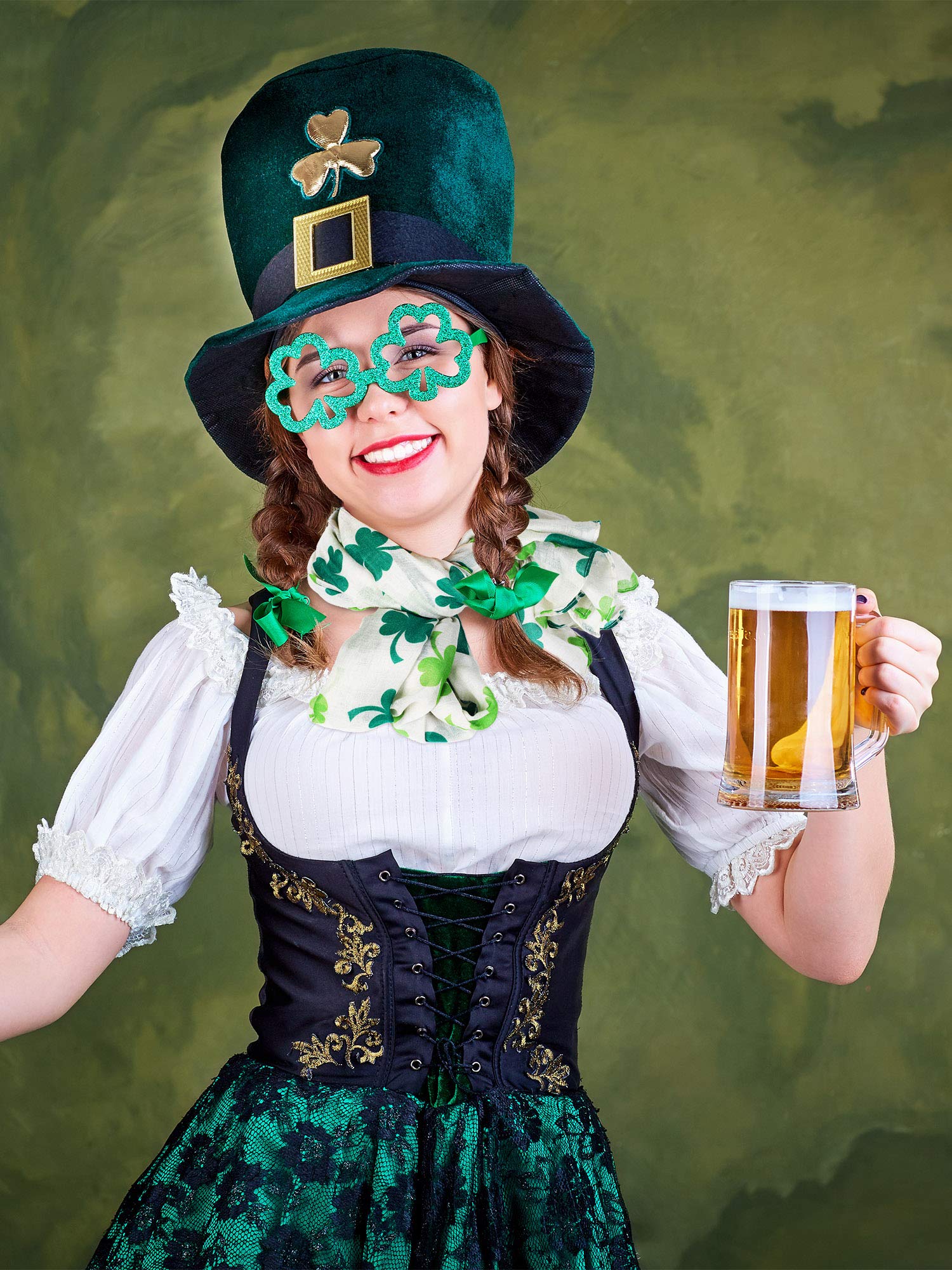 Foto 2 | Bufanda Skylety De Algodón Con Estampado De Trébol Para El Día De San Patricio, 180 X 90 Cm - Venta Internacional.