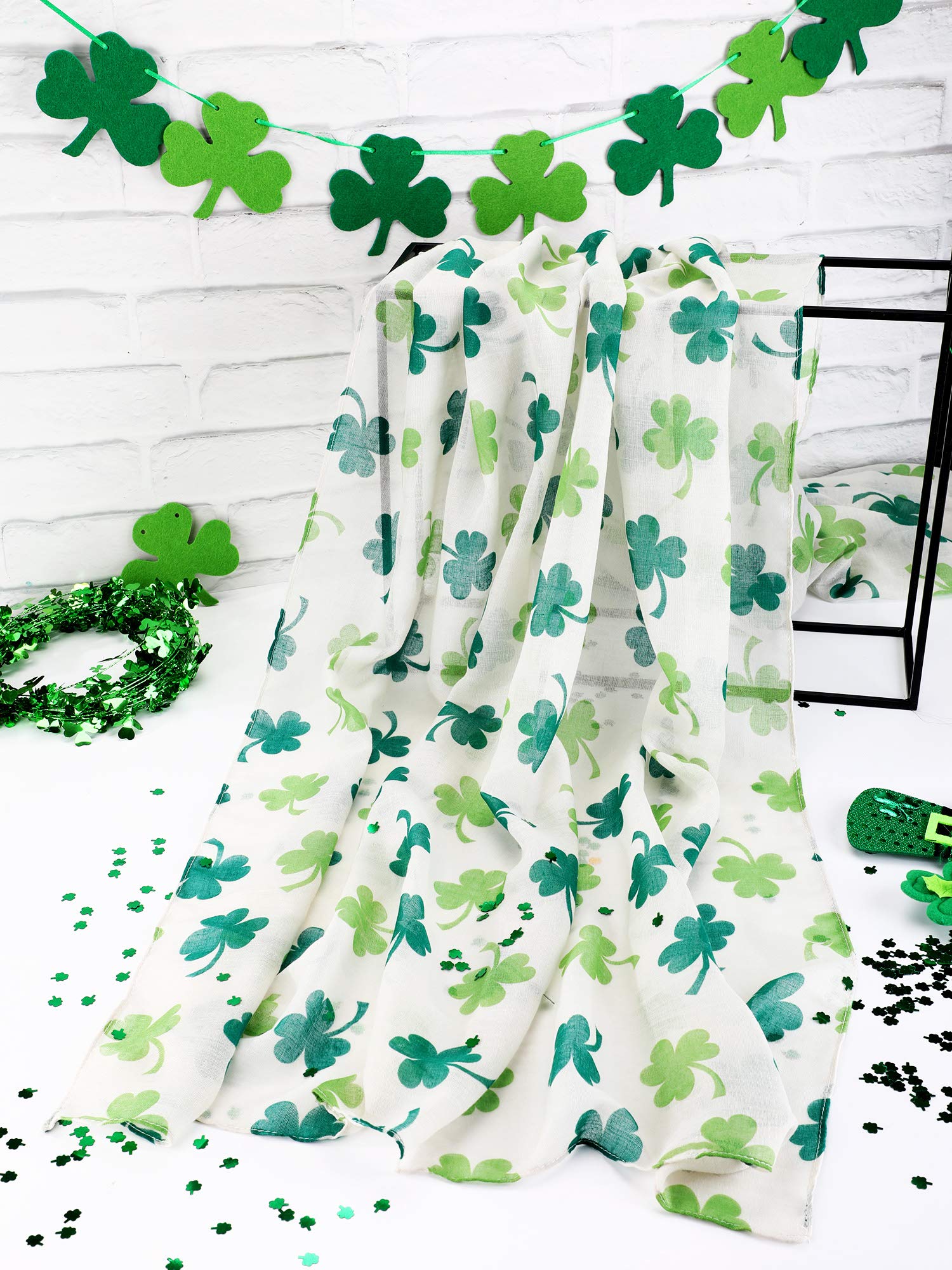 Foto 8 pulgar | Bufanda Skylety De Algodón Con Estampado De Trébol Para El Día De San Patricio, 180 X 90 Cm - Venta Internacional.