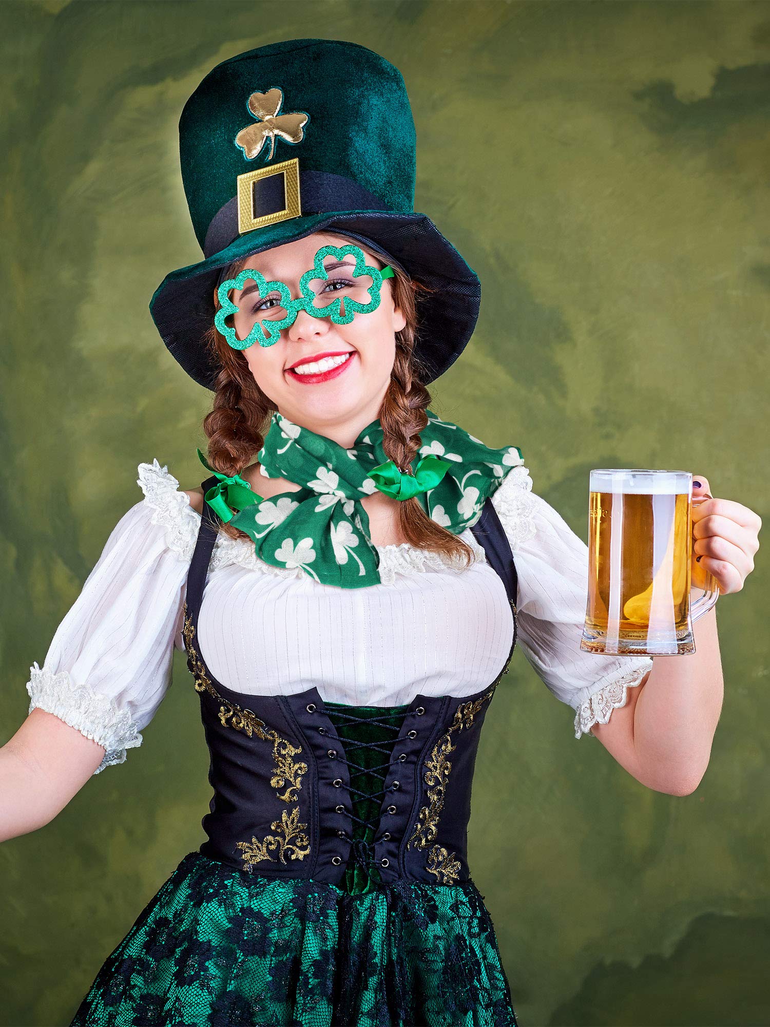 Foto 2 | Bufanda Skylety De Algodón Con Estampado De Trébol Para El Día De San Patricio, 180 X 90 Cm - Venta Internacional.