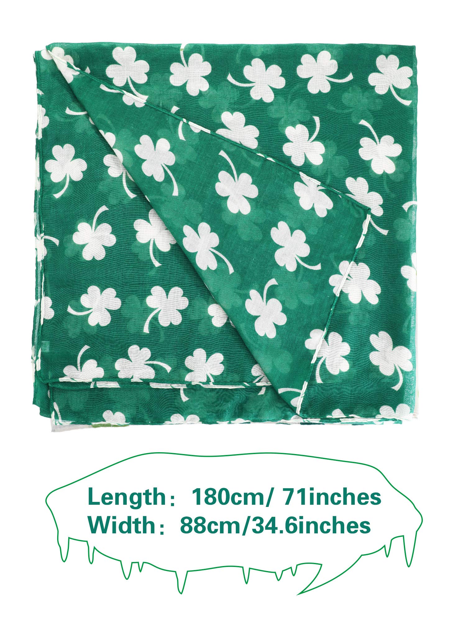 Foto 4 pulgar | Bufanda Skylety De Algodón Con Estampado De Trébol Para El Día De San Patricio, 180 X 90 Cm - Venta Internacional.