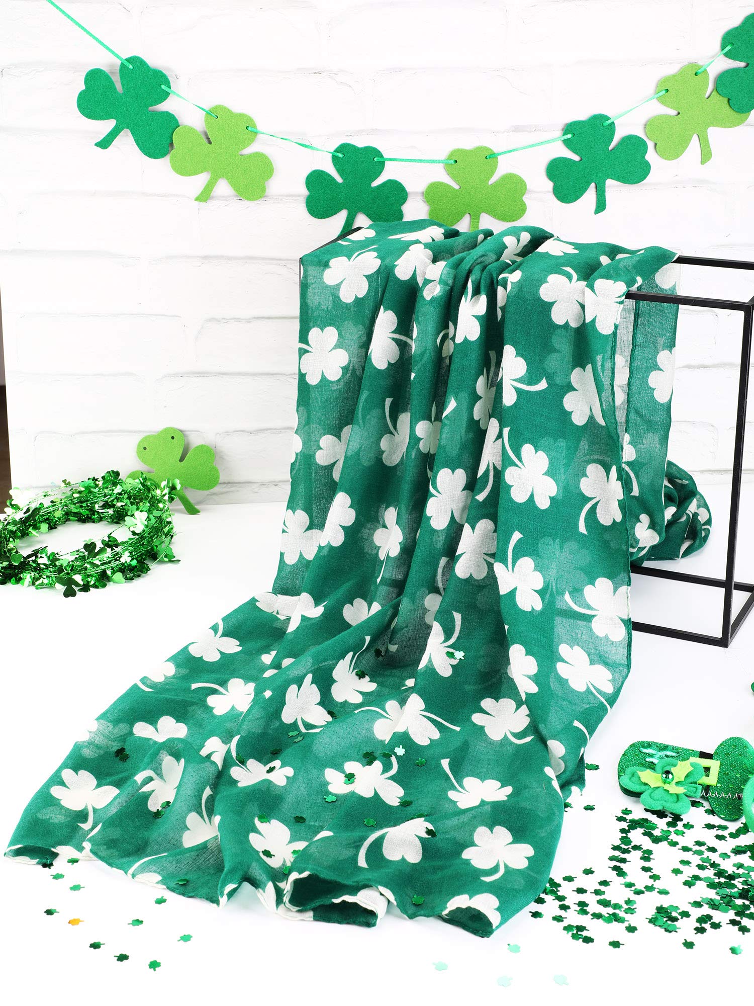Foto 8 pulgar | Bufanda Skylety De Algodón Con Estampado De Trébol Para El Día De San Patricio, 180 X 90 Cm - Venta Internacional.