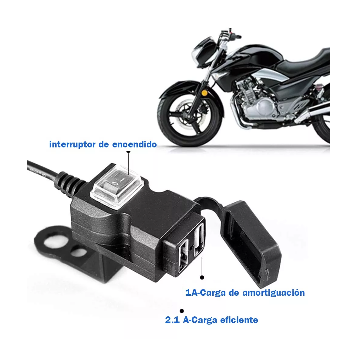 Foto 3 pulgar | Cargador Doble Usb Para Motocicleta Eo Safe Imports Esi-18159 Negro