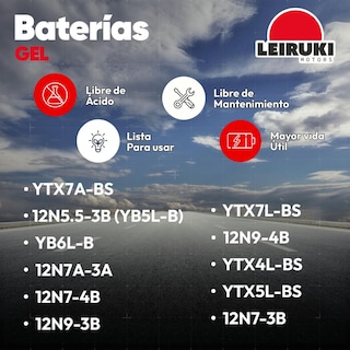 Foto 4 | Bateria Gel Moto Ytx7l-bs Cargo150 Mt03 Twister125 Leiruki