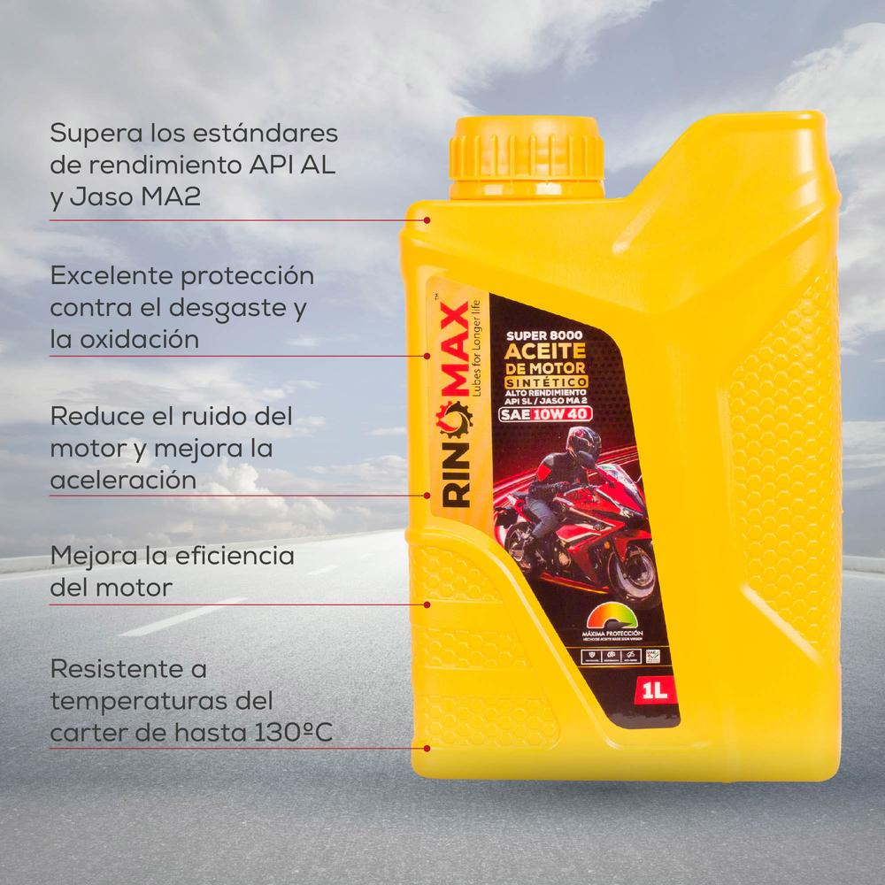 Foto 4 pulgar | Aceite Sintético para Moto Rinomax 8000 10w40 4T 1L Api