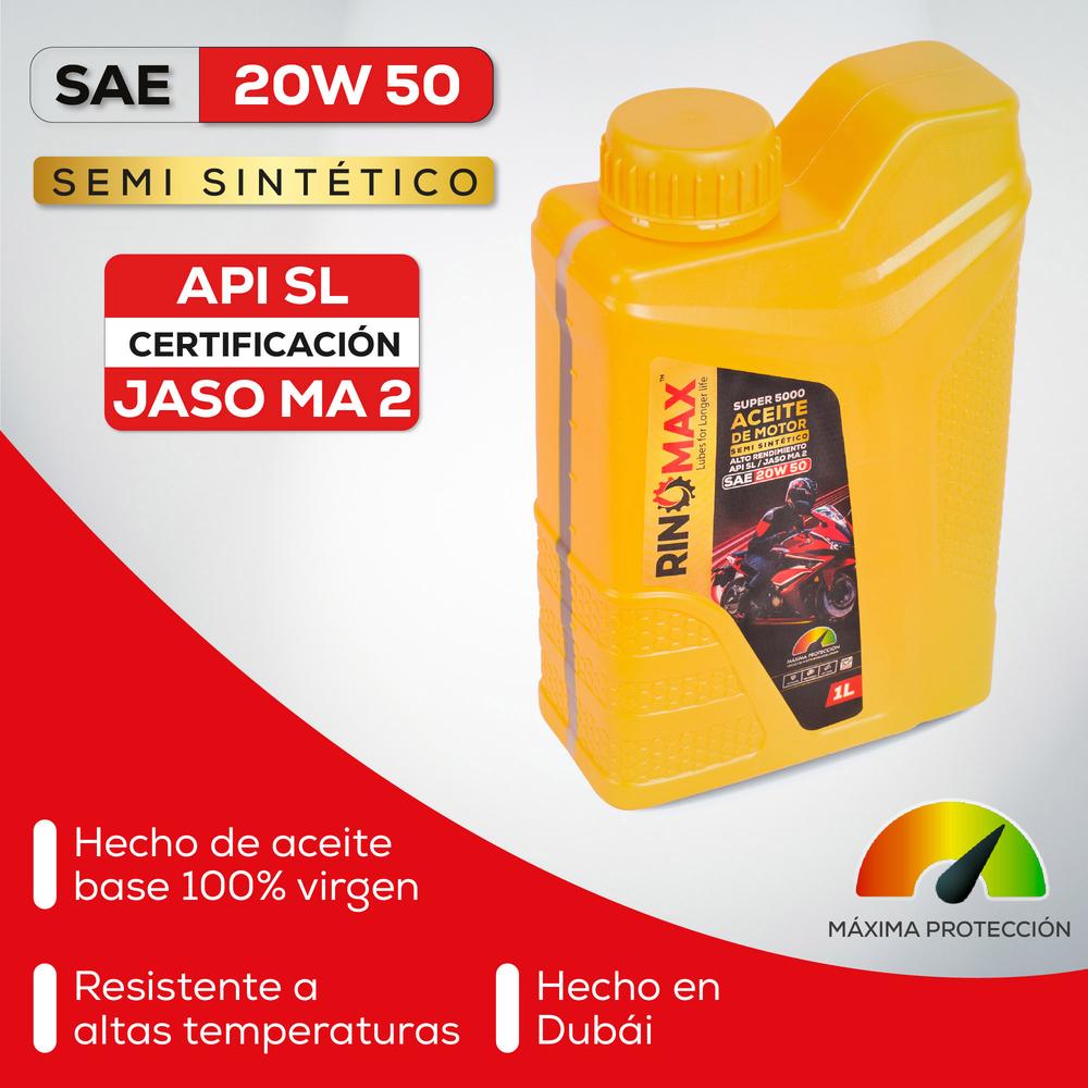 Foto 3 pulgar | Aceite Semisintético para Moto Rinomax 5000 20w50 4T 1L Api SL