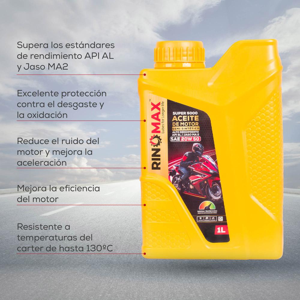Foto 4 pulgar | Aceite Semisintético para Moto Rinomax 5000 20w50 4T 1L Api SL