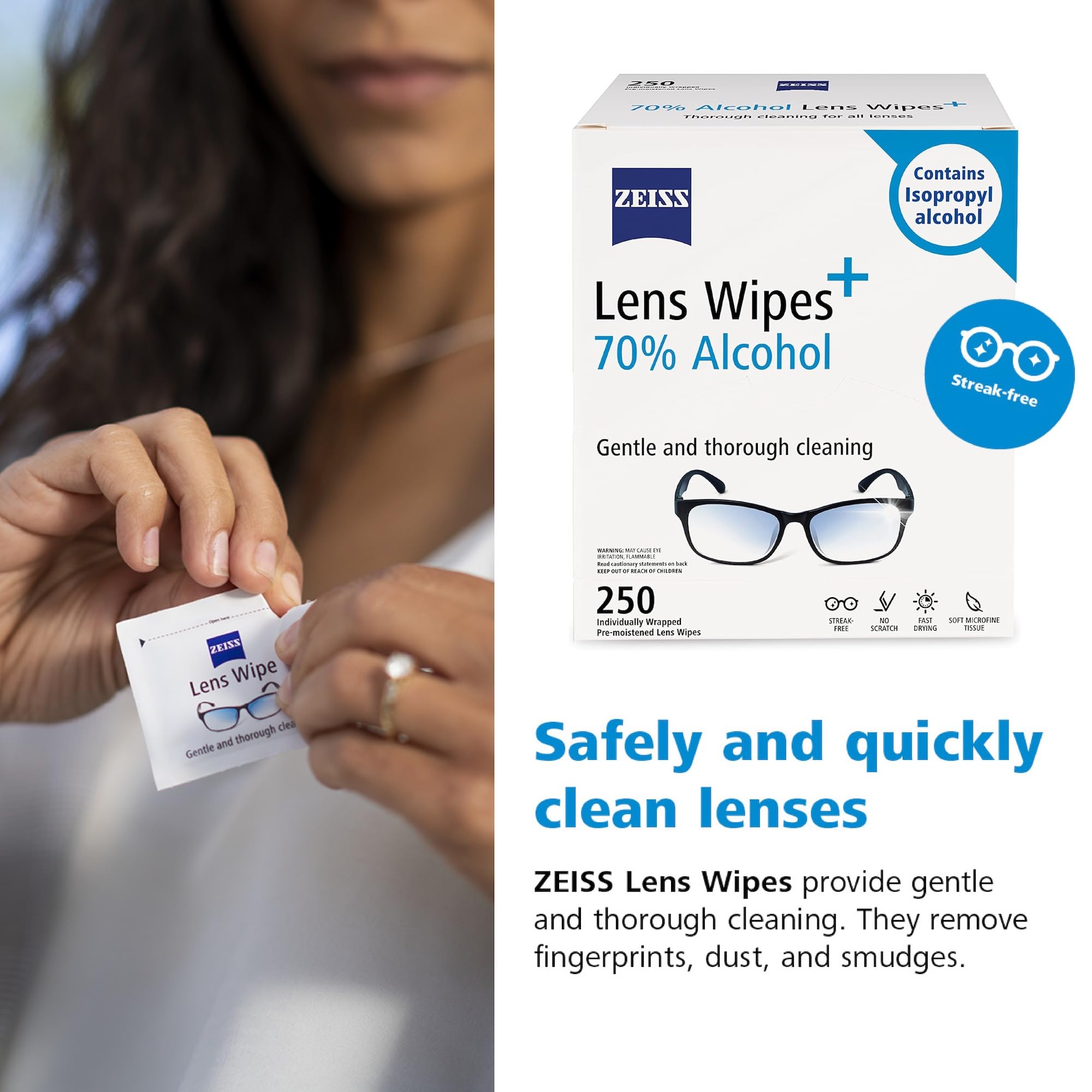 Foto 6 pulgar | Toallitas Limpiadoras Zeiss Prehumedecidas 250 Unidades - Venta Internacional