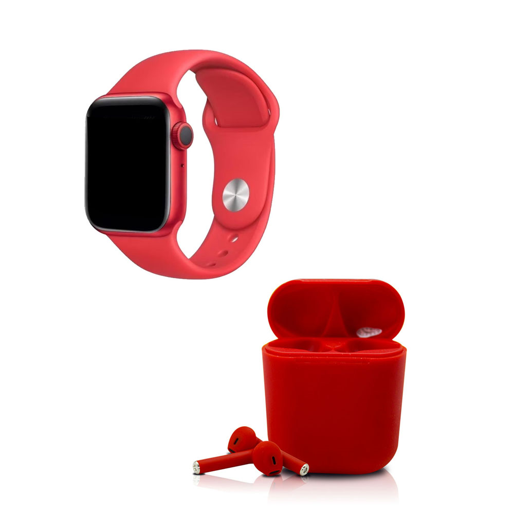 Foto 2 | Kit Smartwatch T500 y Audífonos Twins Rojo