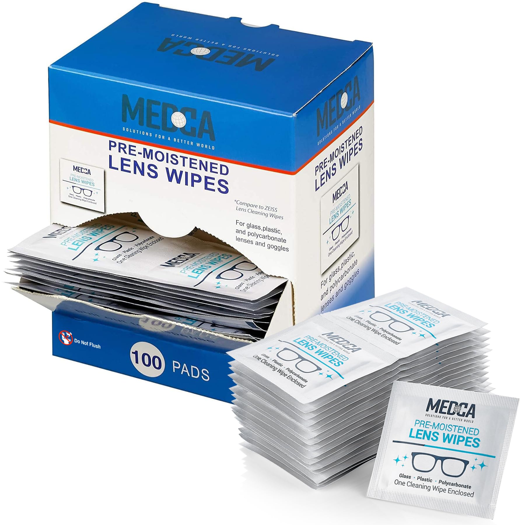 Foto 1 | Toallitas Limpiadoras De Lentes Y Vidrios Medca  Portátil  Paquete De 100 - Venta Internacional.