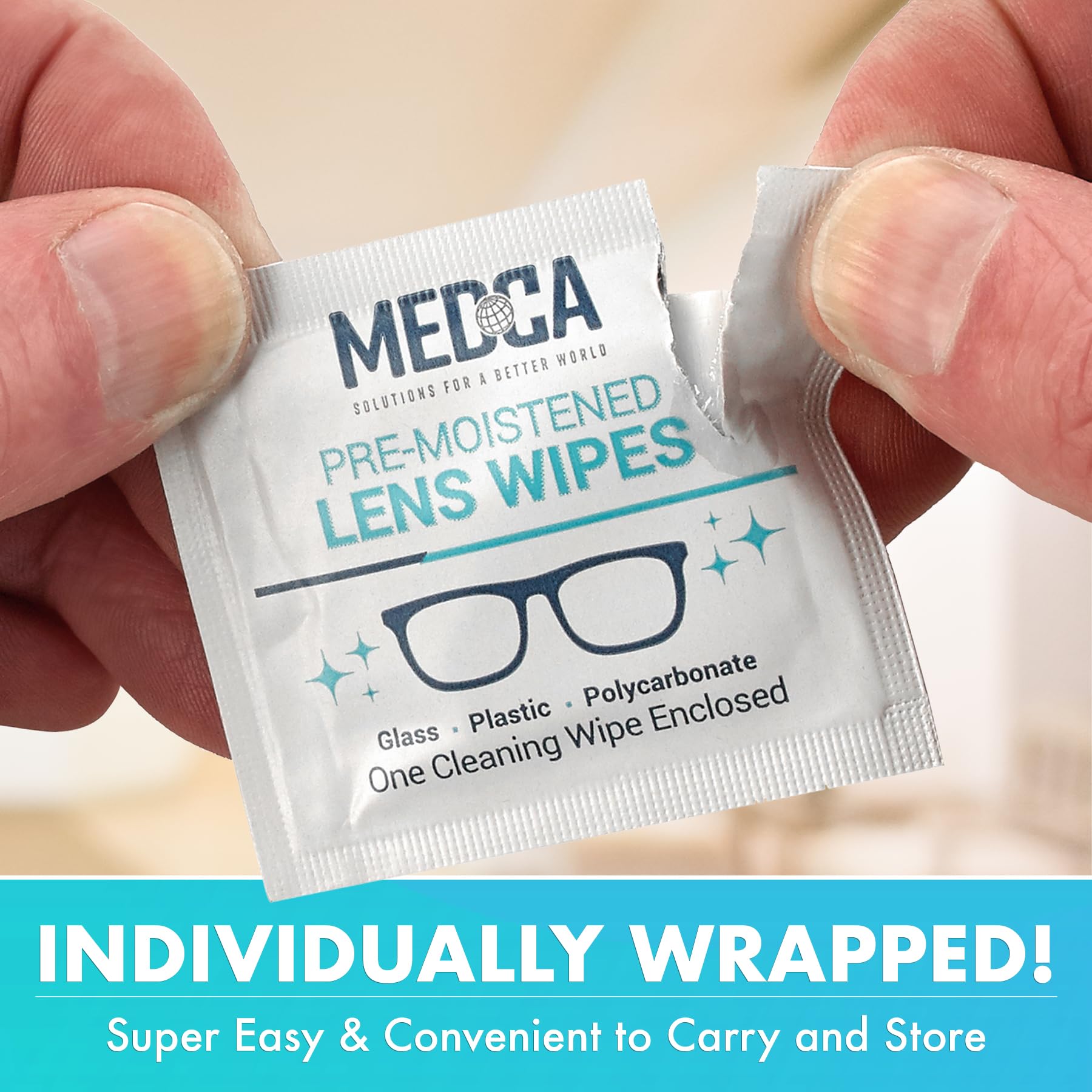 Foto 5 pulgar | Toallitas Limpiadoras De Lentes Y Vidrios Medca  Portátil  Paquete De 100 - Venta Internacional.