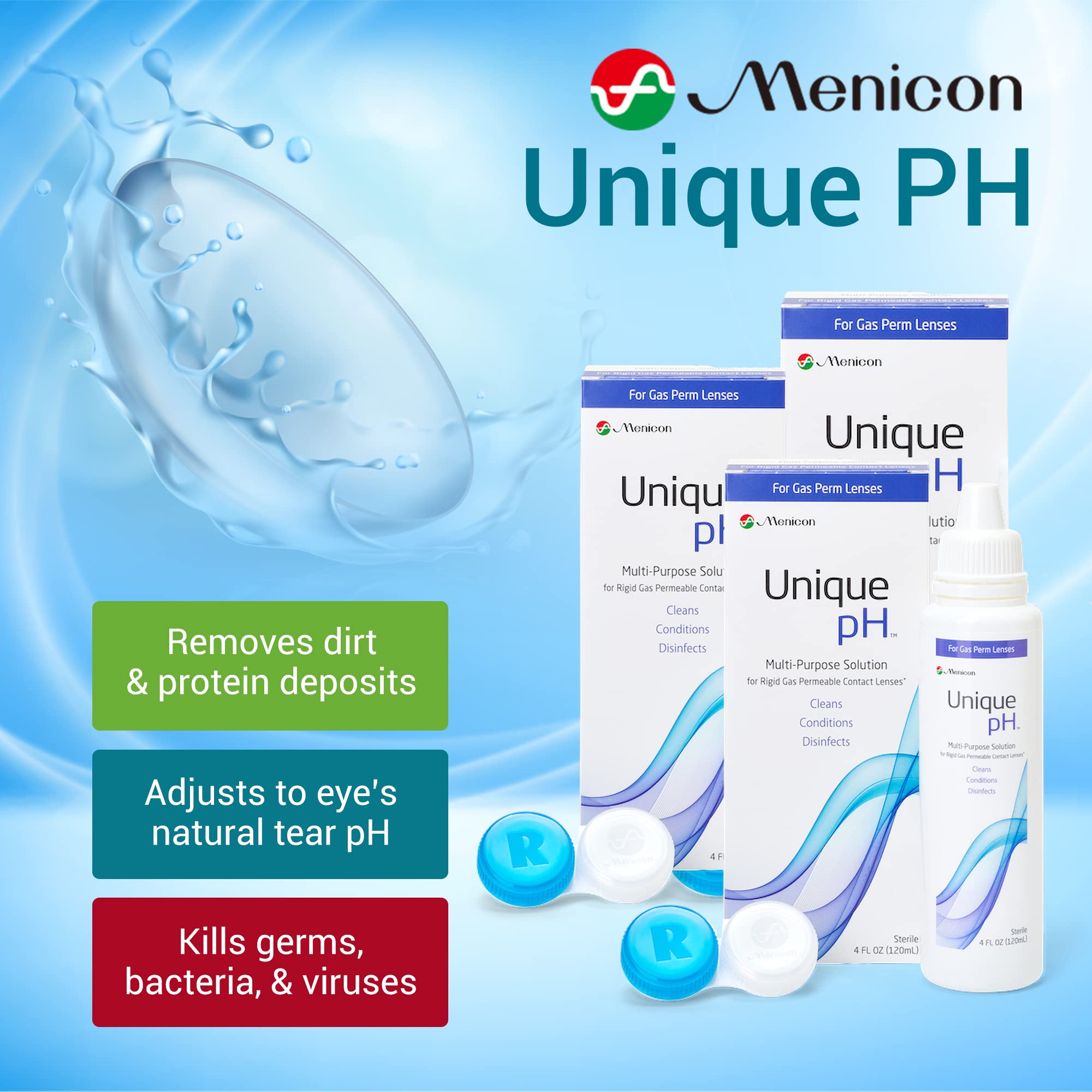 Foto 3 pulgar | Solución para Lentes de Contacto Menicon Unique Ph 118 Ml Paquete de 3 con Estuche - Venta Internacional