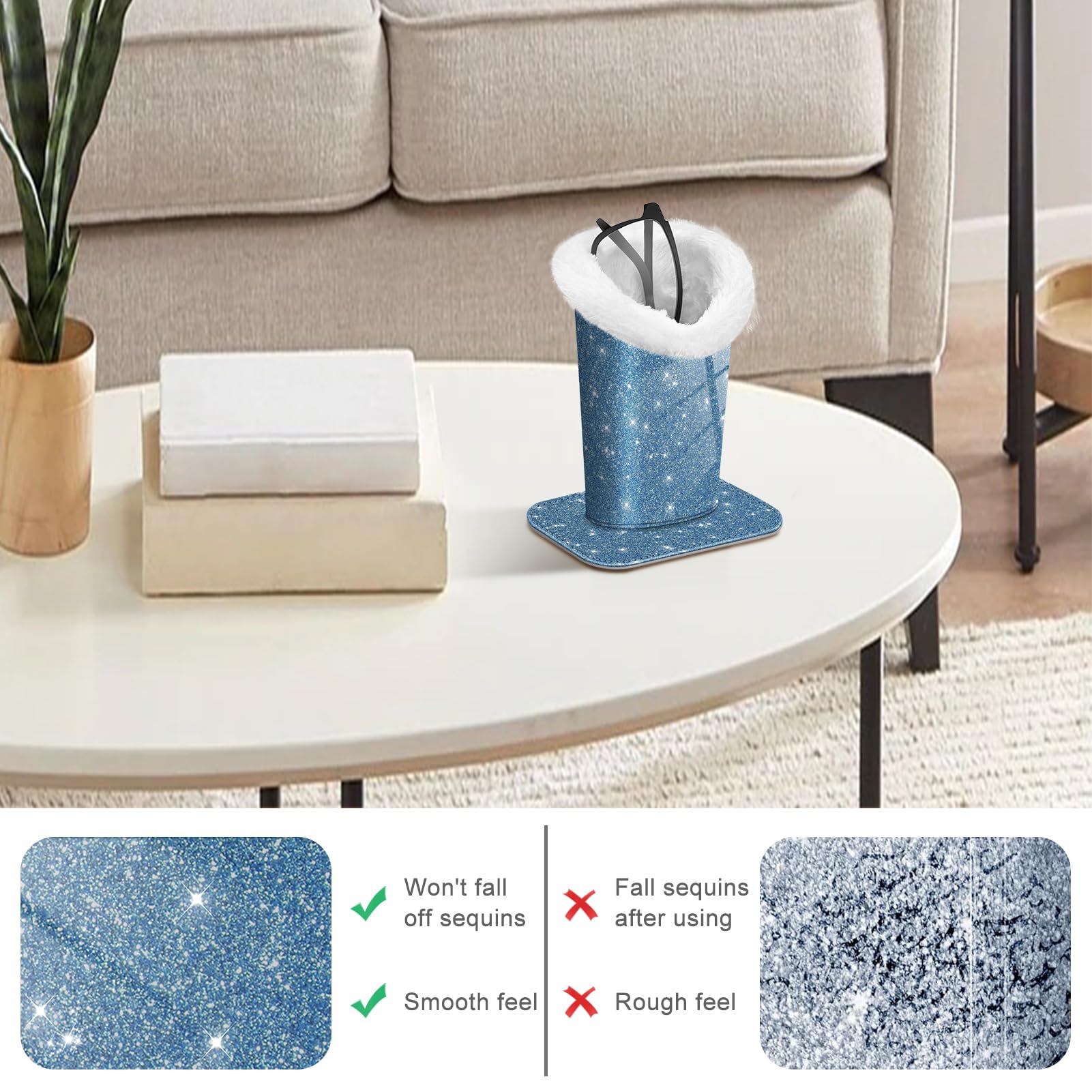 Foto 5 pulgar | Soporte Para Anteojos Fintie Con Forro De Felpa, Antiarañazos, Azul - Venta Internacional.