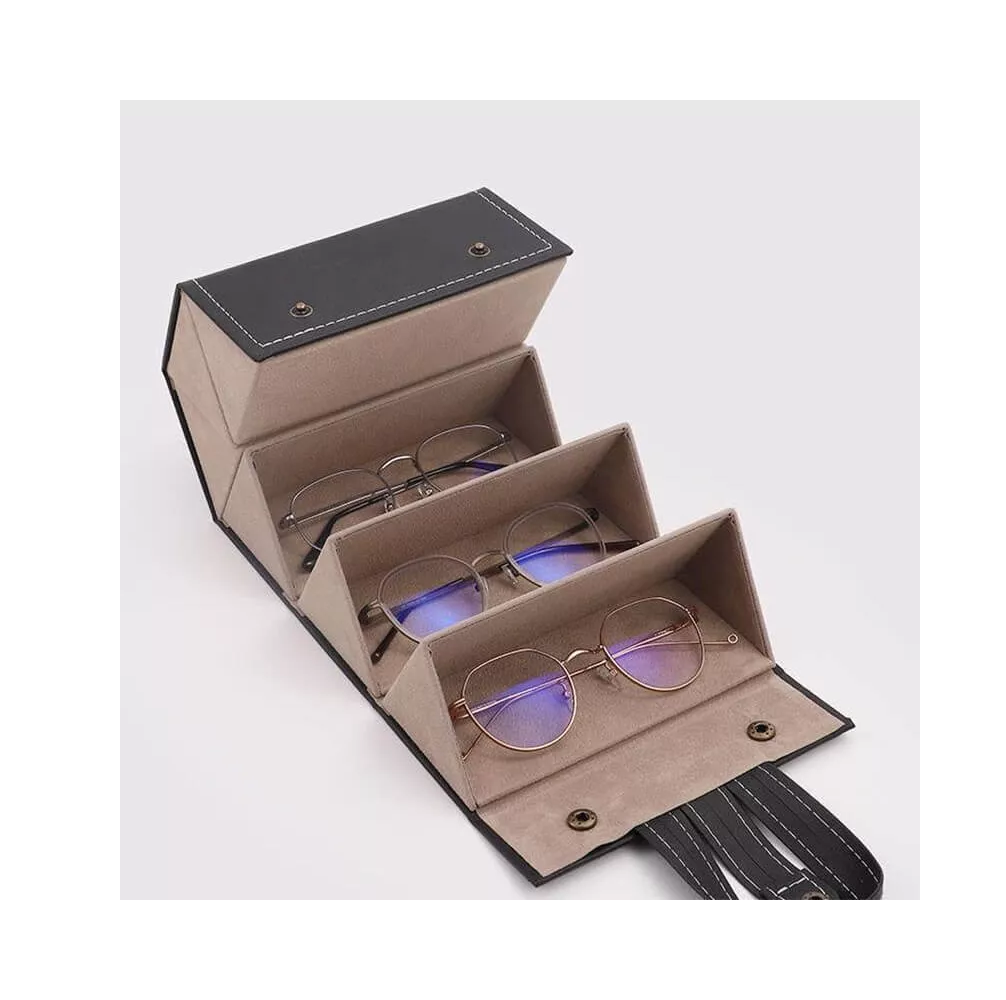 Foto 2 | Organizador De Lentes De Piel Para Múltiples Lentes, Negro
