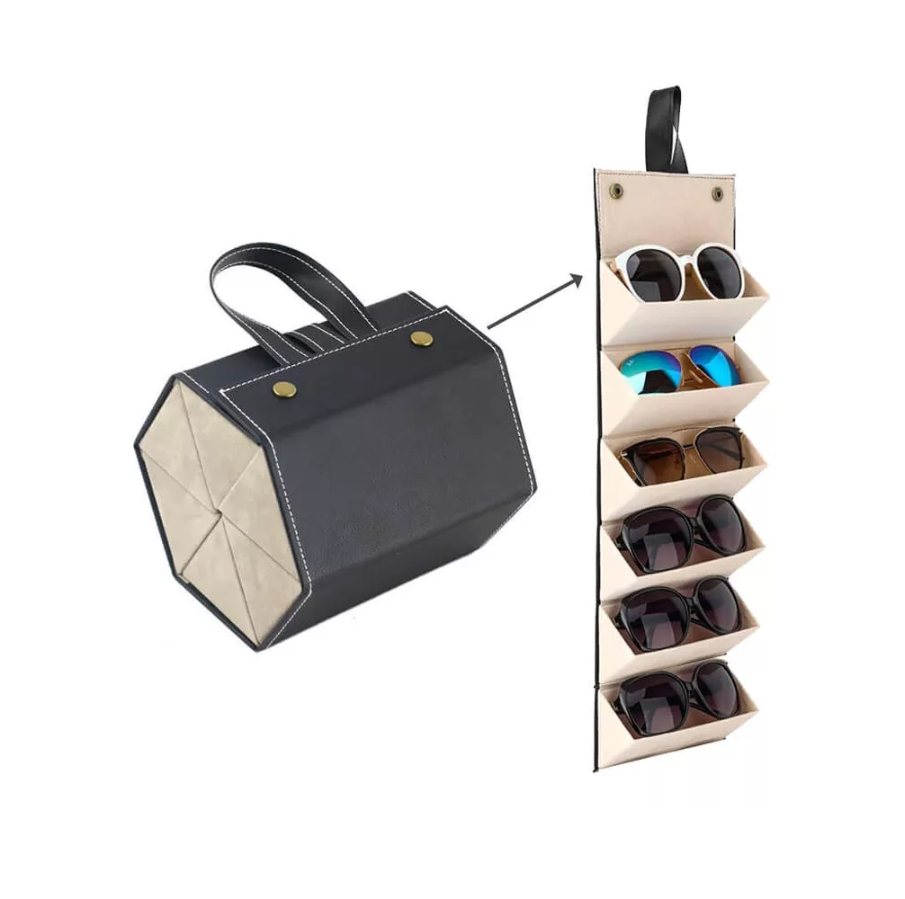 Foto 5 pulgar | Organizador De Lentes De Piel Para Múltiples Lentes, Negro