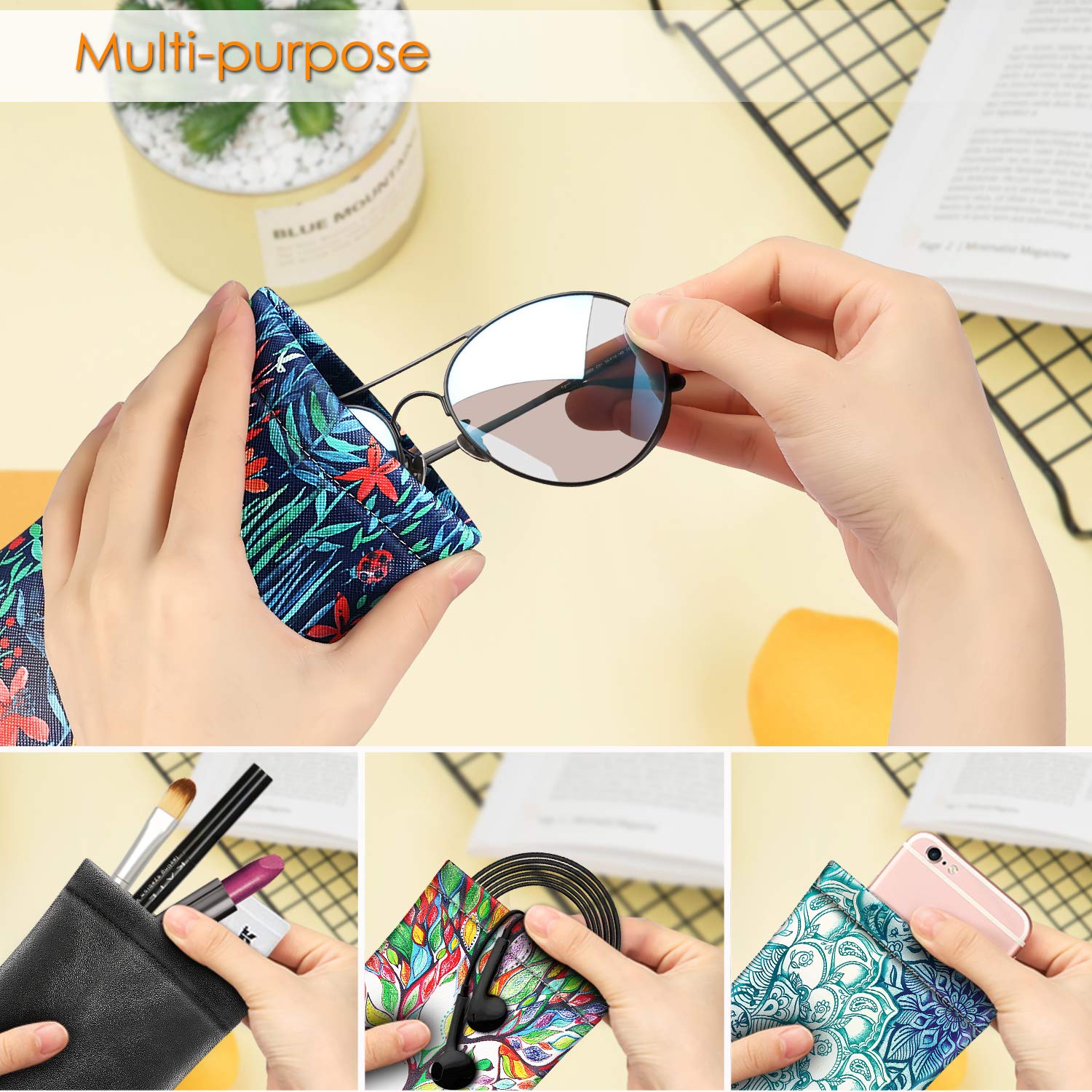 Foto 5 pulgar | Funda para Gafas Fintie de Piel Vegana Suave con Paño de Limpieza - Venta Internacional