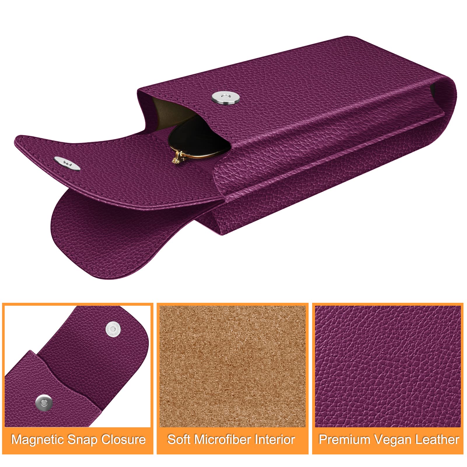 Foto 4 pulgar | Funda Doble para Gafas Fintie Morada Piel Vegana con Gancho - Venta Internacional