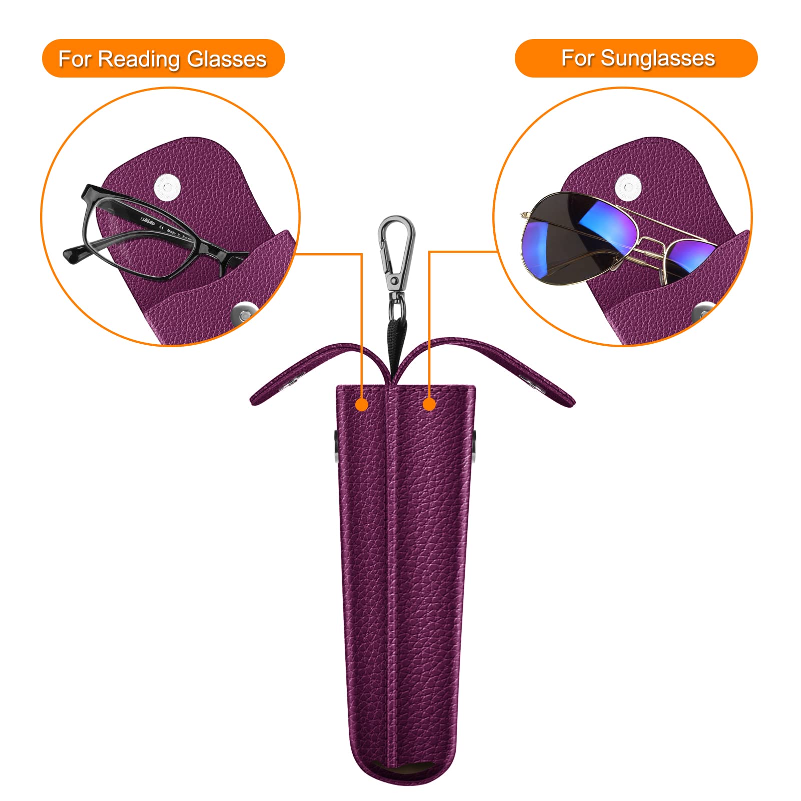 Foto 5 pulgar | Funda Doble para Gafas Fintie Morada Piel Vegana con Gancho - Venta Internacional