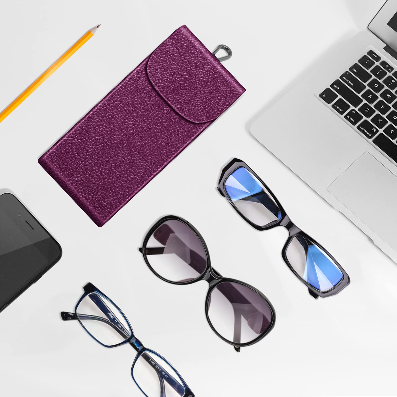 Foto 8 pulgar | Funda Doble para Gafas Fintie Morada Piel Vegana con Gancho - Venta Internacional