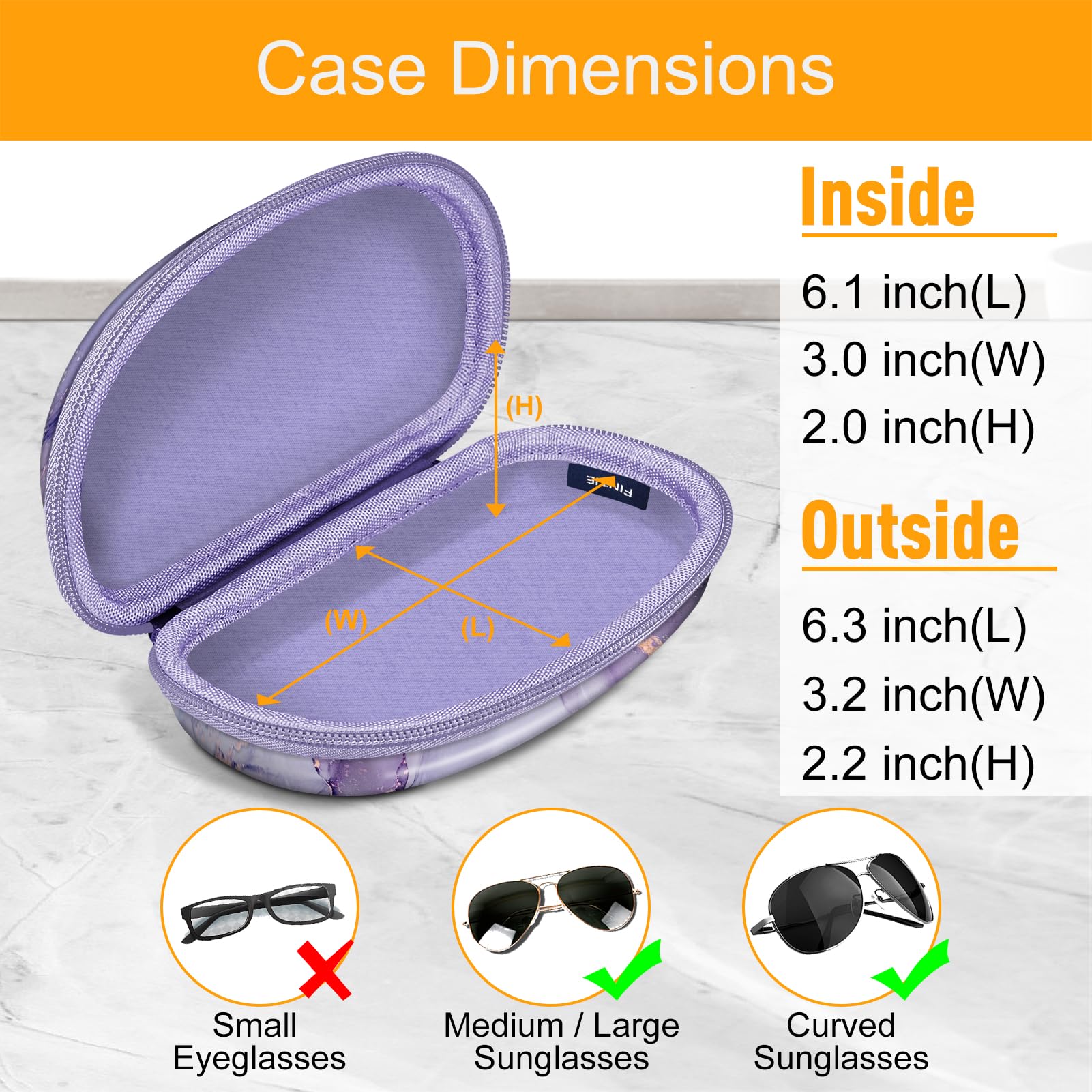 Foto 3 pulgar | Funda para Gafas de Sol Fintie Hard Shell a Prueba de Golpes con Mosquetón Lila - Venta Internacional