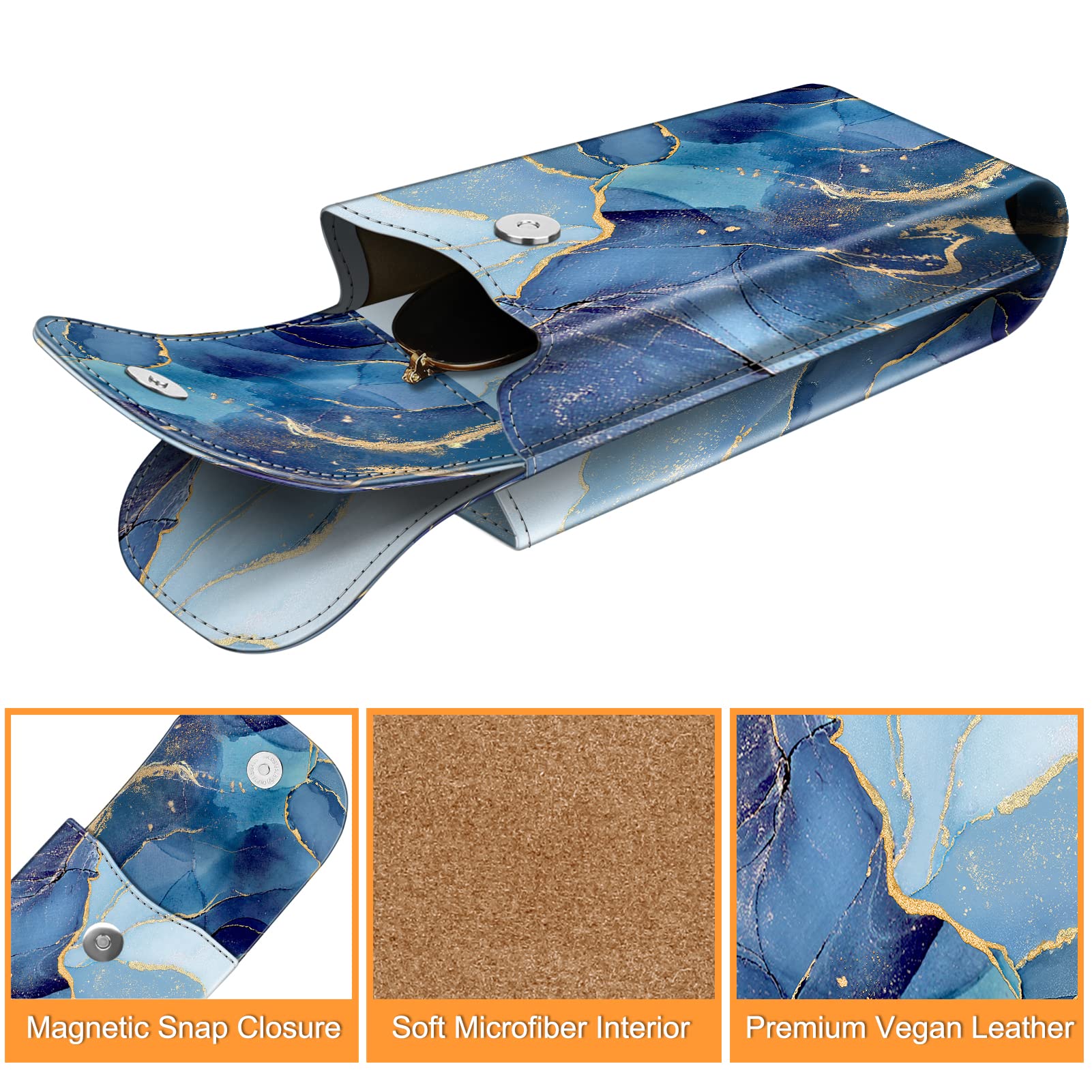 Foto 4 pulgar | Funda Doble para Gafas Fintie Ocean Marble de Piel Vegana - Venta Internacional