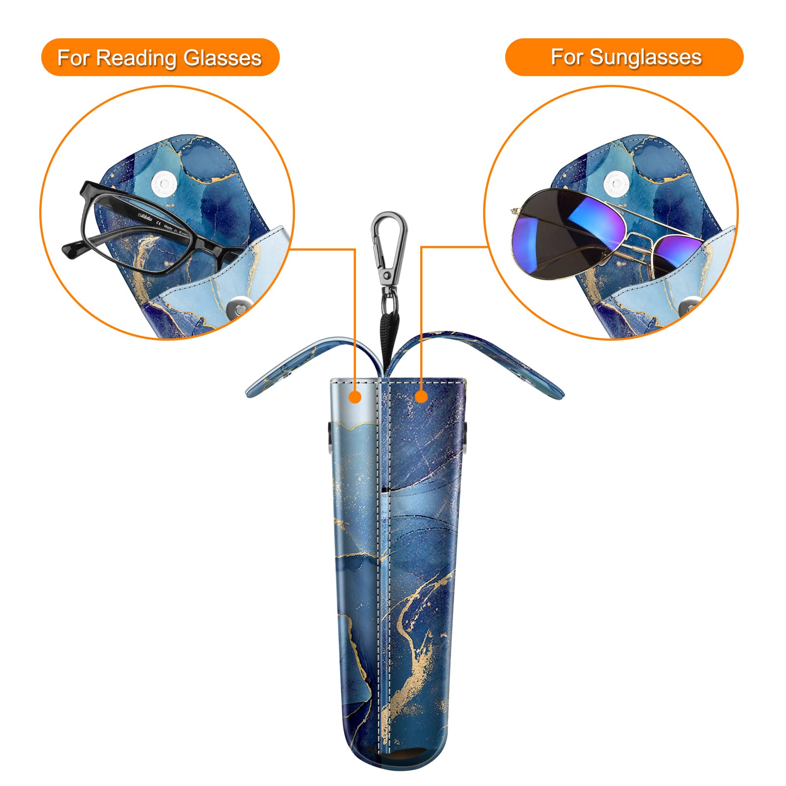 Foto 5 pulgar | Funda Doble para Gafas Fintie Ocean Marble de Piel Vegana - Venta Internacional