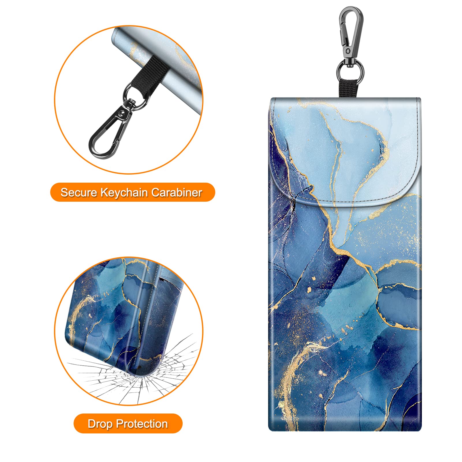 Foto 6 pulgar | Funda Doble para Gafas Fintie Ocean Marble de Piel Vegana - Venta Internacional
