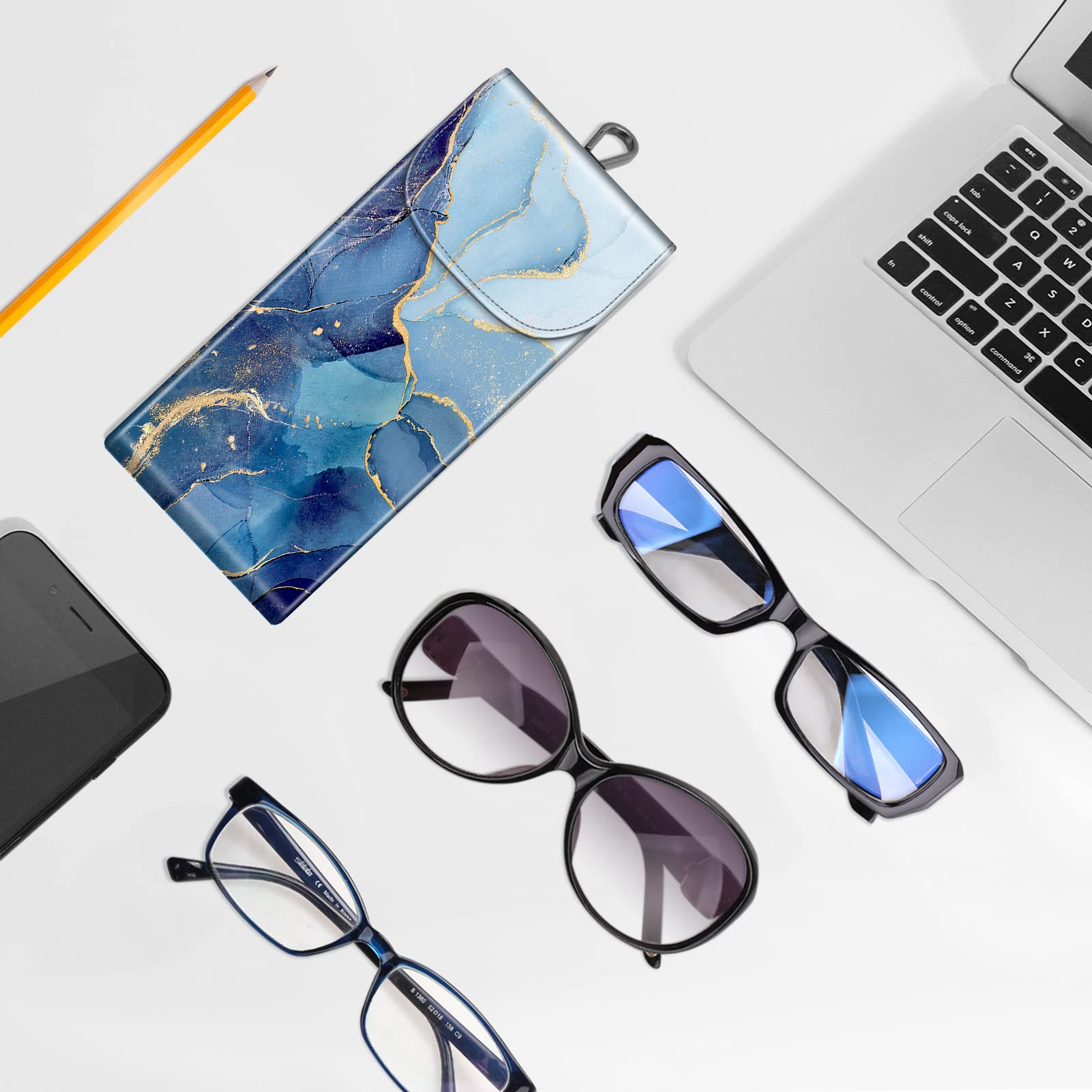 Foto 8 pulgar | Funda Doble para Gafas Fintie Ocean Marble de Piel Vegana - Venta Internacional