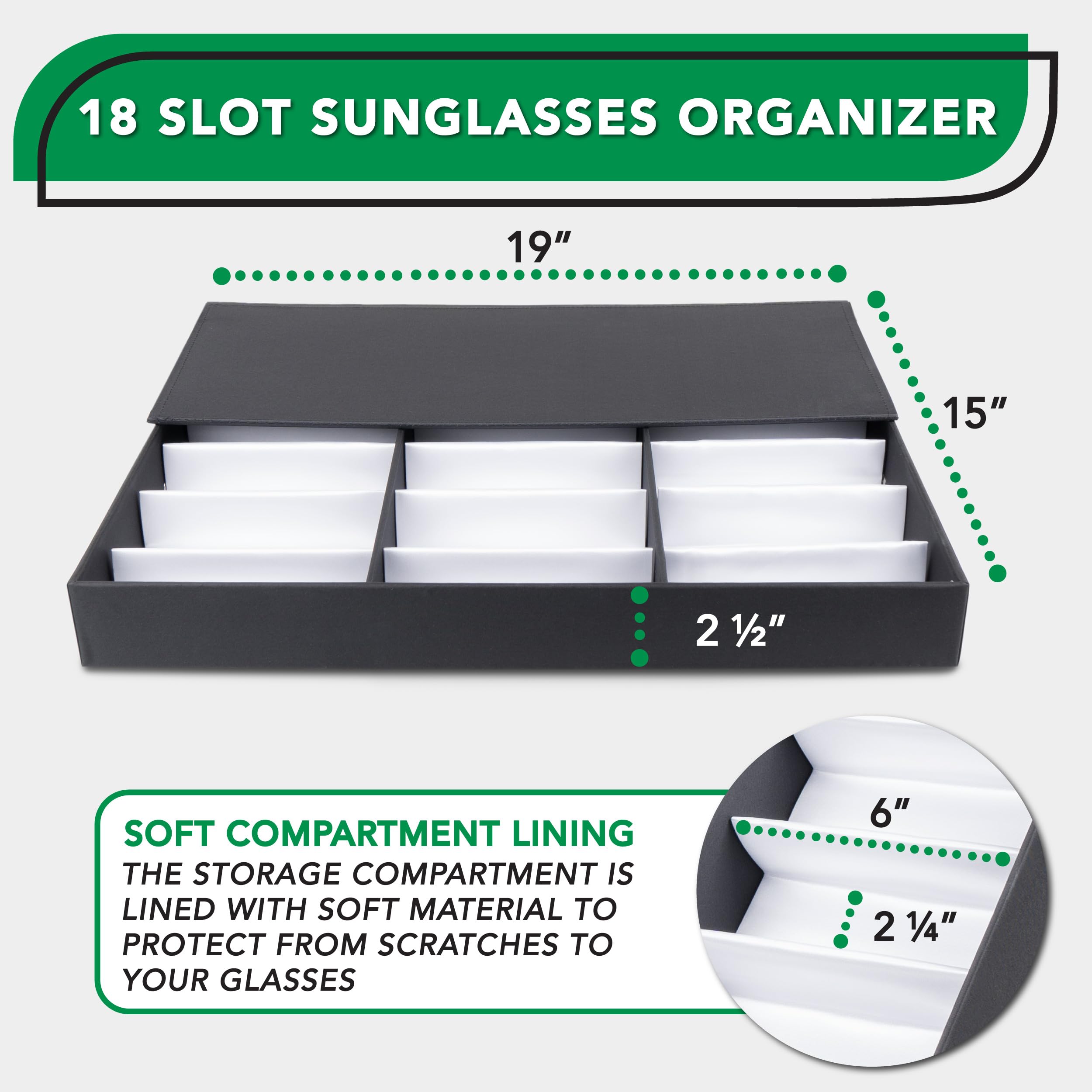 Foto 3 pulgar | Caja Organizadora Para Gafas De Sol Prosource Con 18 Ranuras Y Cierre A Presión - Venta Internacional.