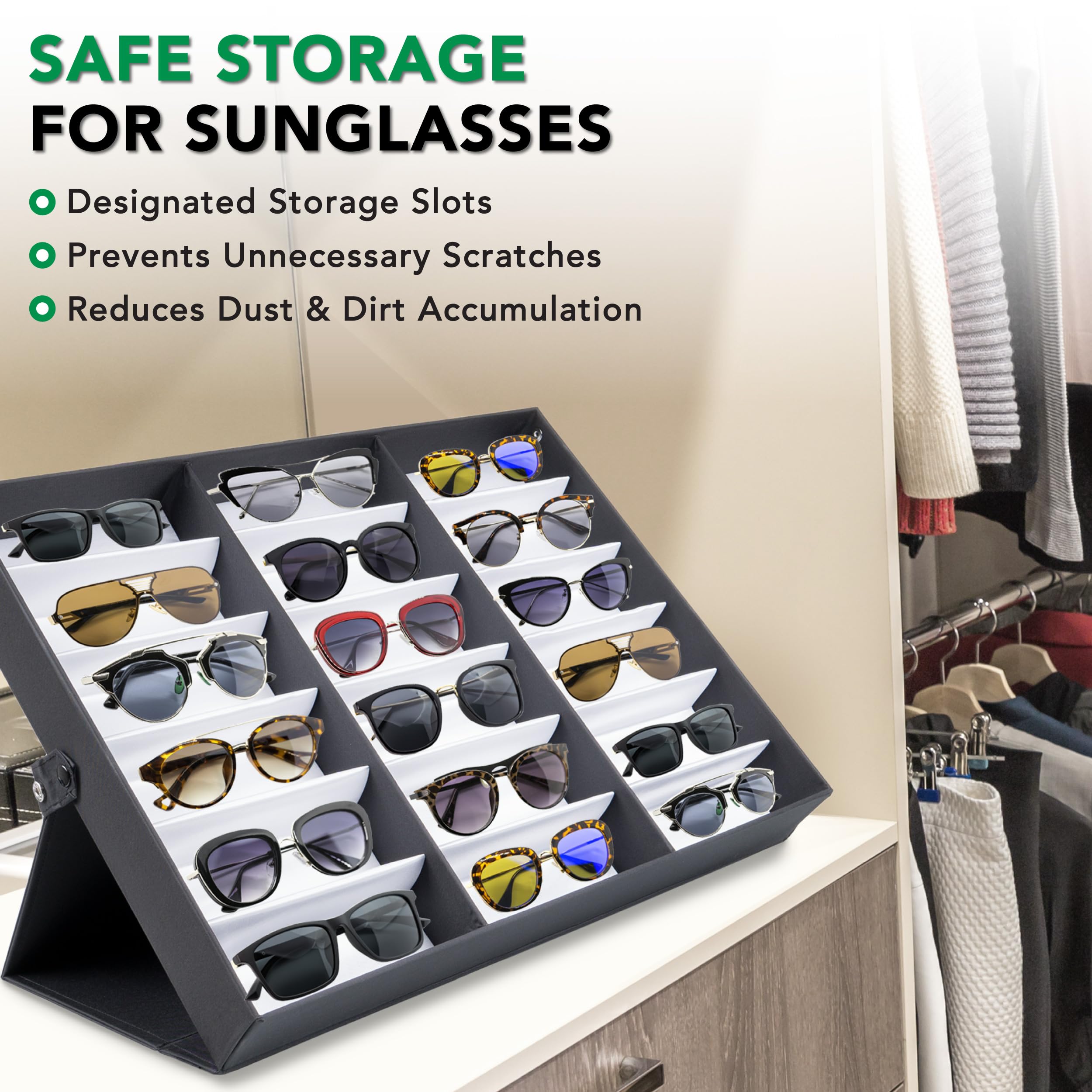 Foto 5 pulgar | Caja Organizadora Para Gafas De Sol Prosource Con 18 Ranuras Y Cierre A Presión - Venta Internacional.
