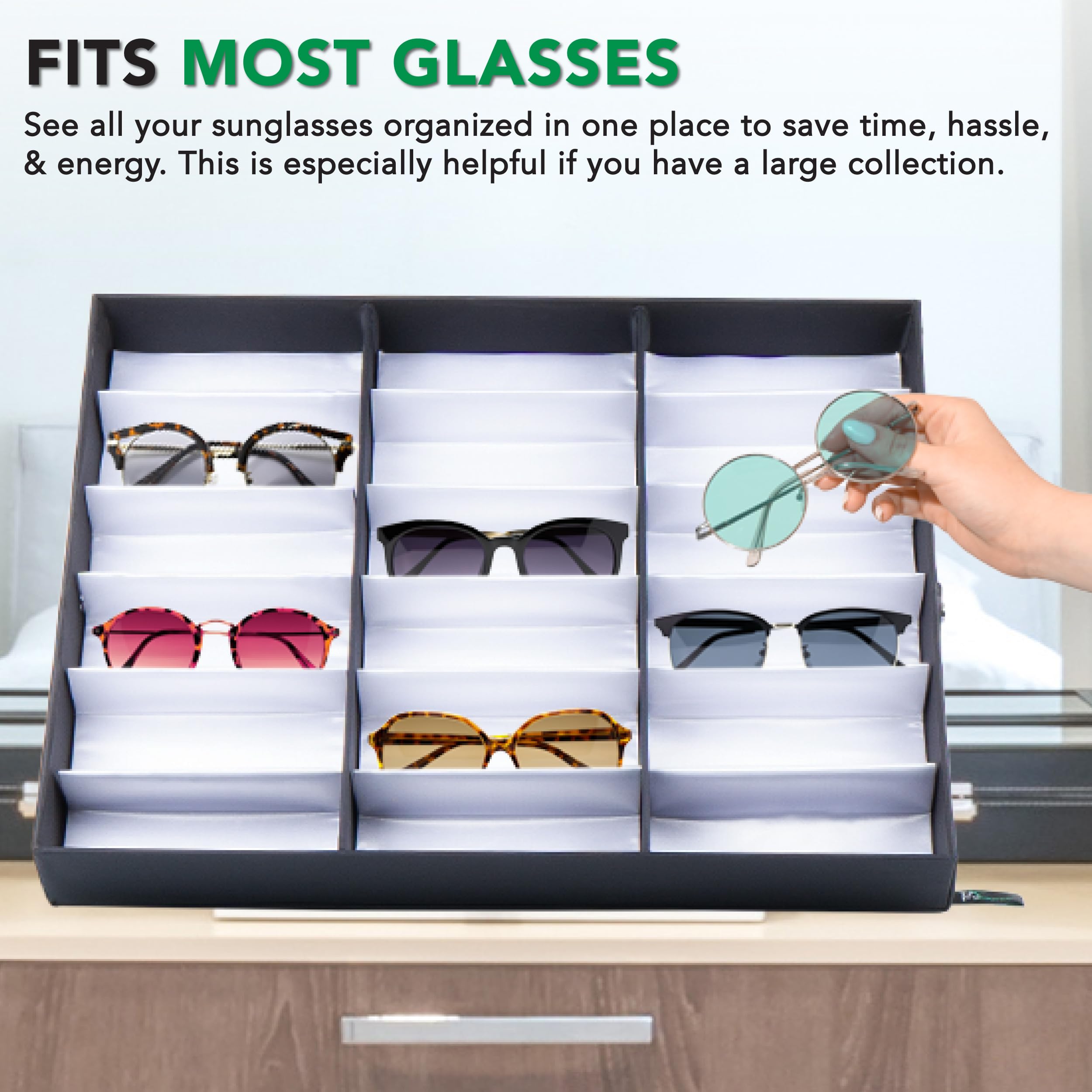 Foto 6 pulgar | Caja Organizadora Para Gafas De Sol Prosource Con 18 Ranuras Y Cierre A Presión - Venta Internacional.