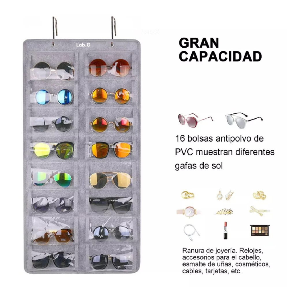 Foto 2 | Organizador De Anteojos De Sol Lab.g 16 Ranuras A Prueba De Polvo Gris