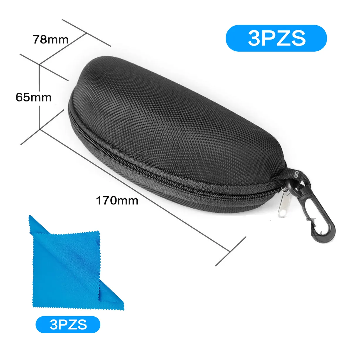 Foto 4 pulgar | 3pzs Estuche Lente De Sol Rígido Impermeable + 3 Paño Gafas  Eo Safe Imports Esi-19909 Negro