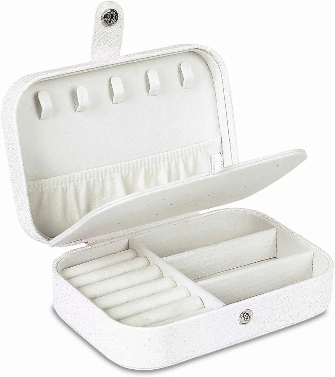 Caja de Joyería Malubero color Blanco de Cuero Portátil