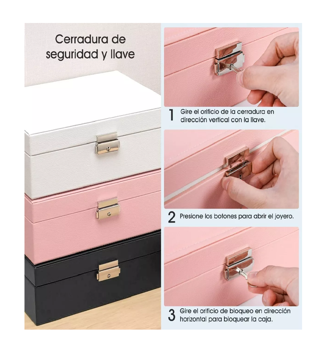 Foto 4 | Joyero de Cuero Belug Doble Regalo Perfecto con Cerradura color Rosa