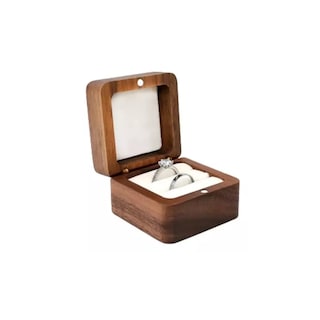 Foto 3 | Caja Para Dos Anillos De Bodas Alhajero Magnetico De Madera Esponja Blanca