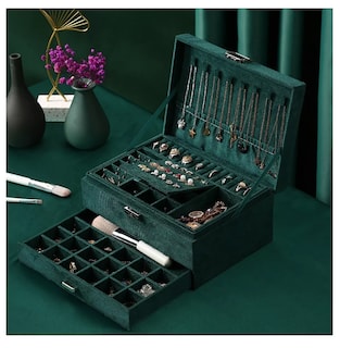 Foto 5 | Estuche Caja Joyería Retro Multifuncional Grand Capacidad Verde