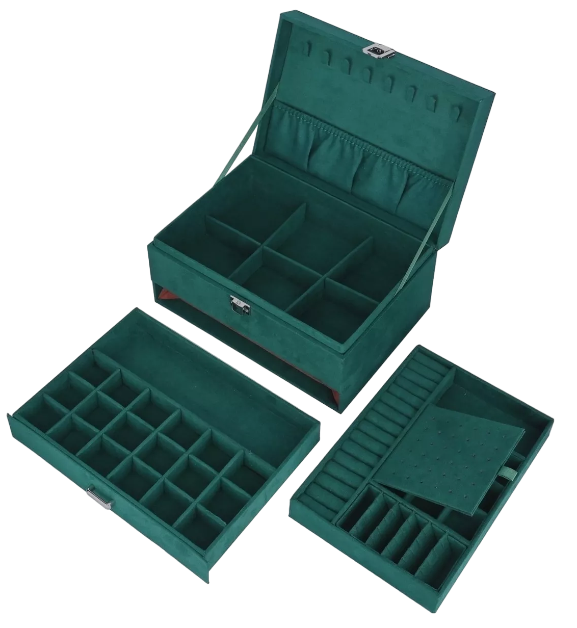 Estuche Caja Joyería Retro Multifuncional Grand Capacidad Verde