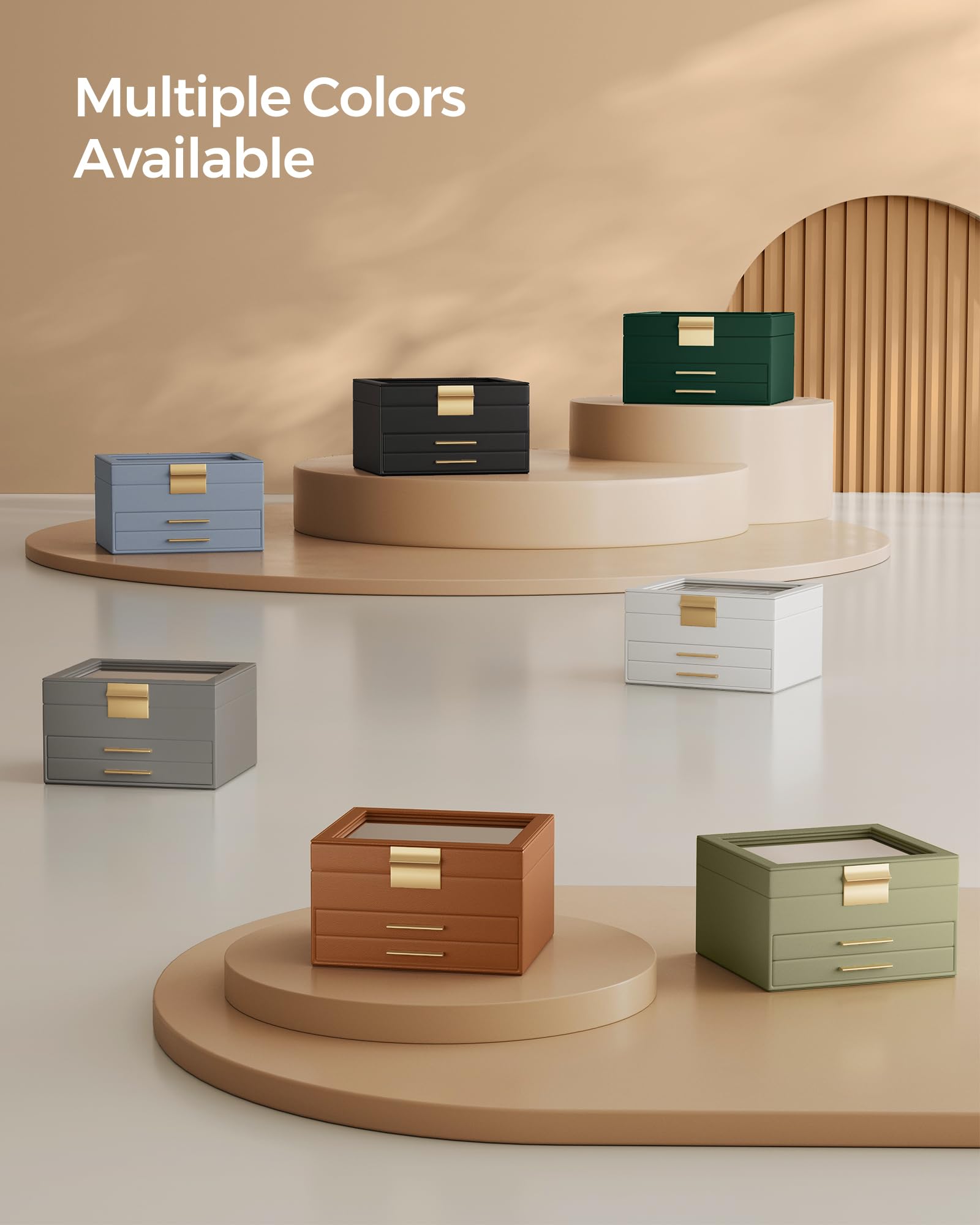 Foto 5 | Joyero Songmics Organizador De 3 Capas Con Tapa De Cristal Y 2 Cajones
